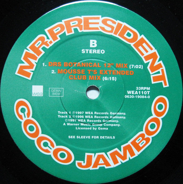 Mr. President : Coco Jamboo (The Mixes) (12")