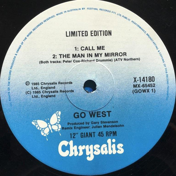 Go West : Call Me (The Indiscriminate Mix) (12", Single, Ltd)