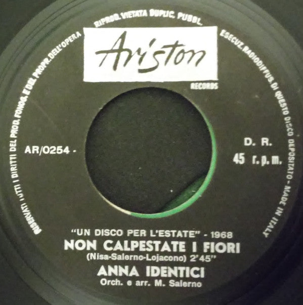 Anna Identici : Non Calpestate I Fiori (7")