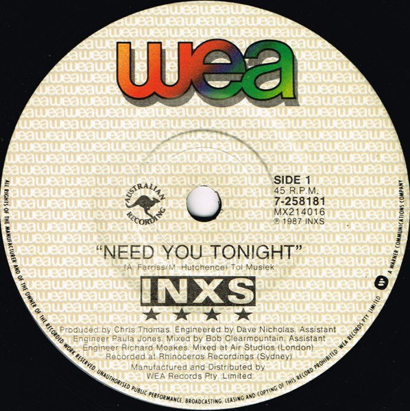 INXS : Need You Tonight (7", Single)