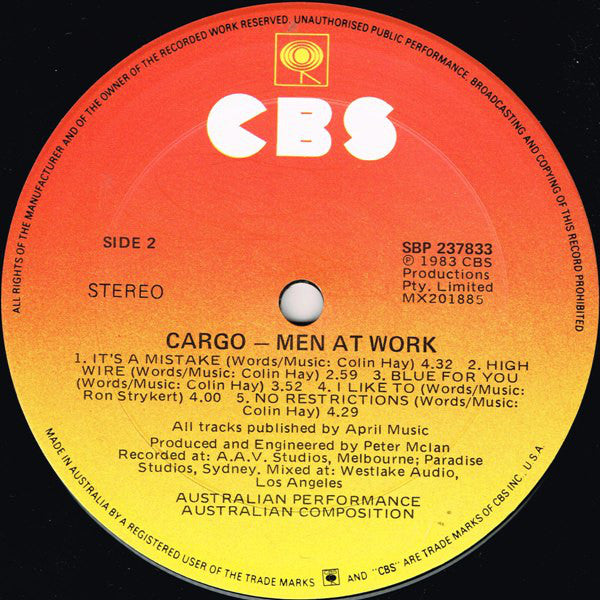 Men At Work : Cargo (LP, Album)