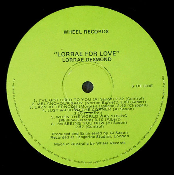 Lorrae Desmond : Lorrae For Love (LP, Album)