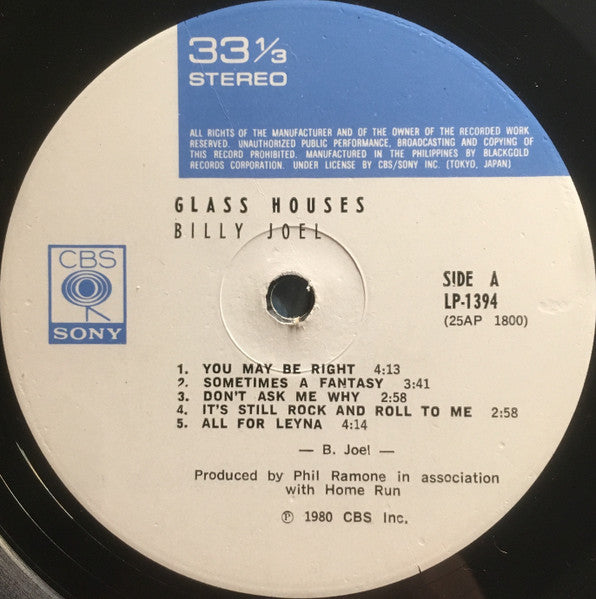 Billy Joel : Glass Houses (LP, Album)