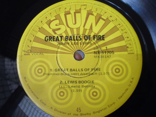 Jerry Lee Lewis : Great Balls Of Fire (7", EP, Mono)