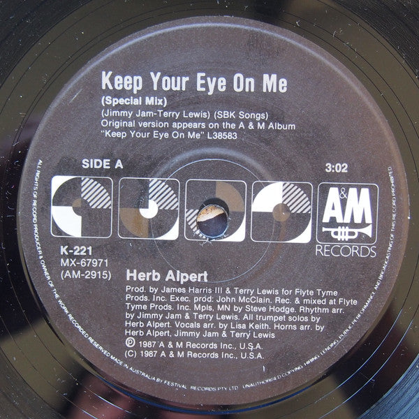 Herb Alpert : Keep Your Eye On Me (7", Single, Ltd)