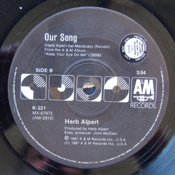 Herb Alpert : Keep Your Eye On Me (7", Single, Ltd)