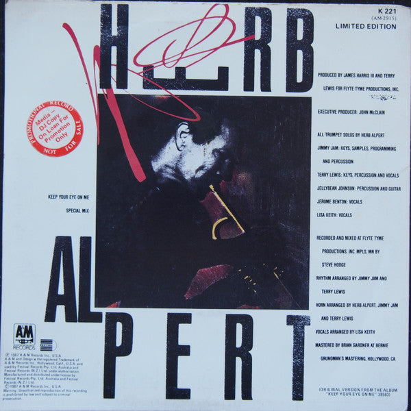 Herb Alpert : Keep Your Eye On Me (7", Single, Ltd)