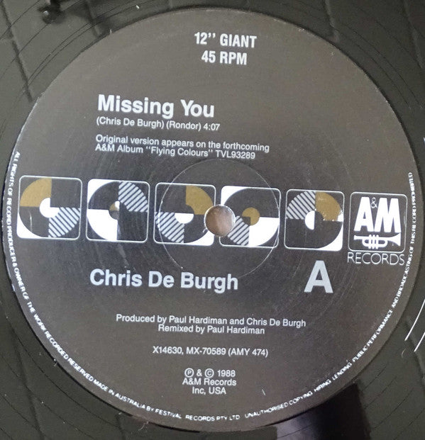 Chris de Burgh : Missing You (12", Ltd)