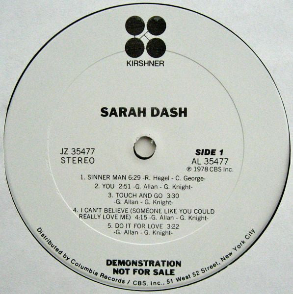 Sarah Dash : Sarah Dash (LP, Album, Promo)