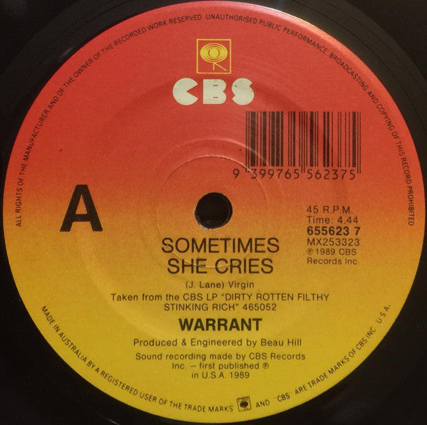 Warrant : Sometimes She Cries (7&quot;, Single)