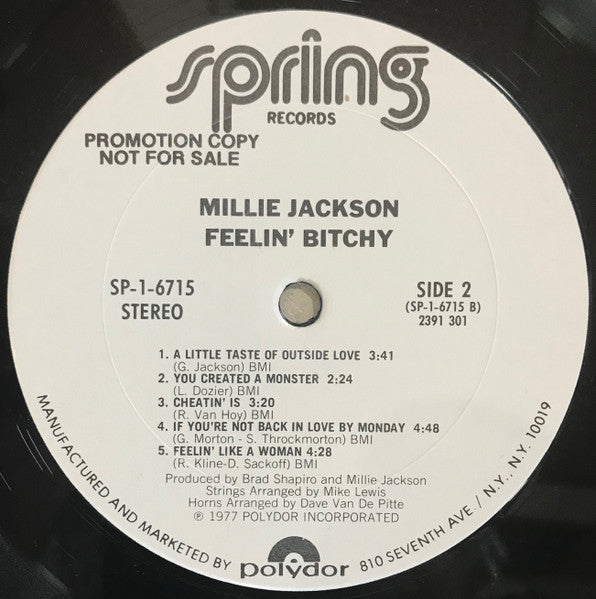 Millie Jackson : Feelin' Bitchy (LP, Album, Promo)