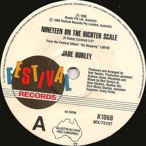 Jade Hurley : Nineteen On The Richter Scale (7", Single)