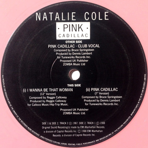 Natalie Cole : Pink Cadillac (12", Ltd, Pin)