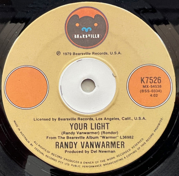 Randy Vanwarmer : Just When I Needed You Most (7", Single)