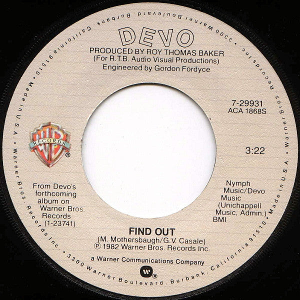Devo : Peek-A-Boo! (7", Single)