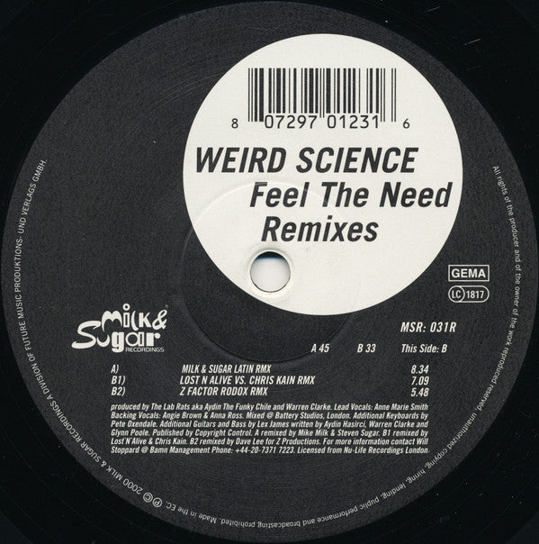 Weird Science : Feel The Need (Remixes) (12")