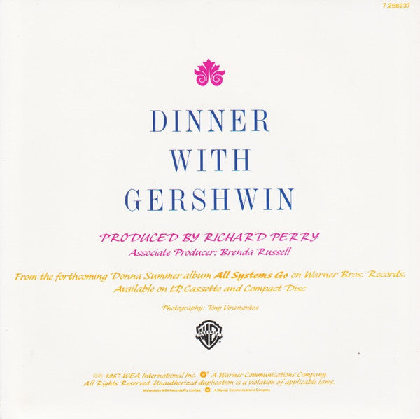 Donna Summer : Dinner With Gershwin (7", Single)
