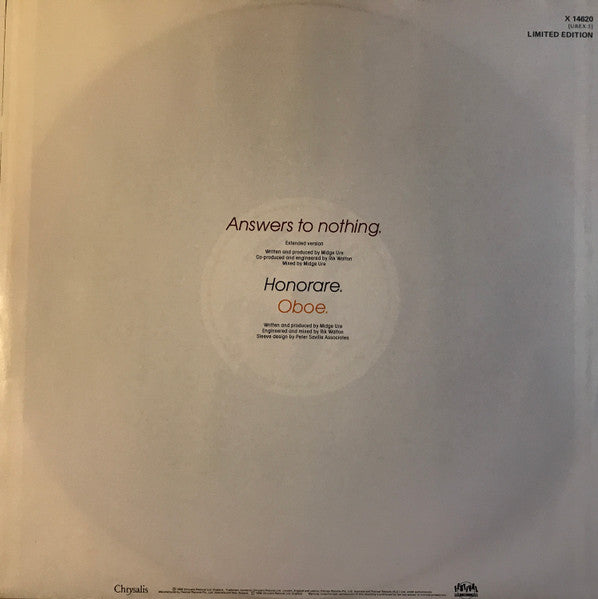 Midge Ure : Answers To Nothing (12", Single, Ltd)
