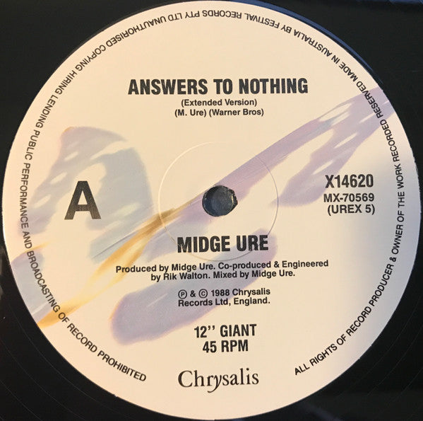Midge Ure : Answers To Nothing (12", Single, Ltd)