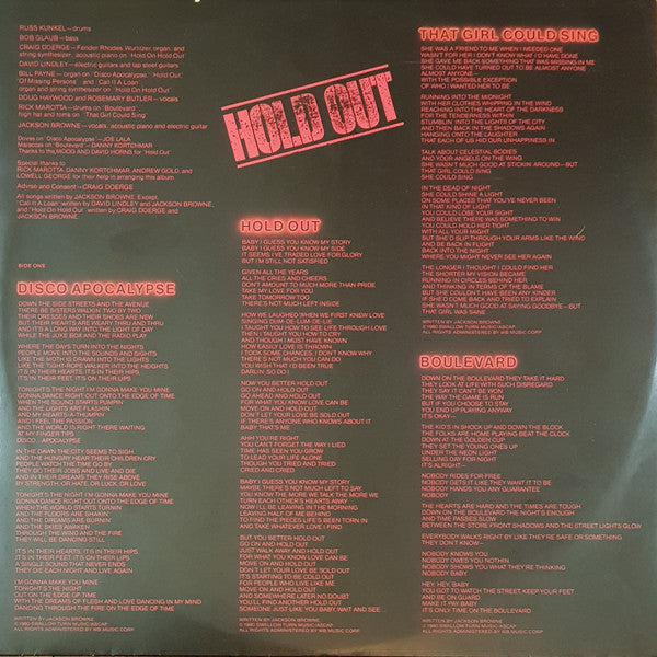 Jackson Browne : Hold Out (LP, Album)