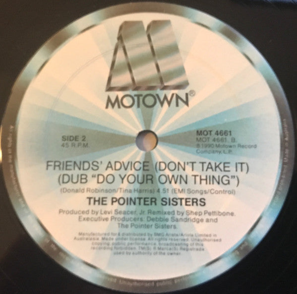 Pointer Sisters : Friends' Advice (Don't Take It) (12", Single)