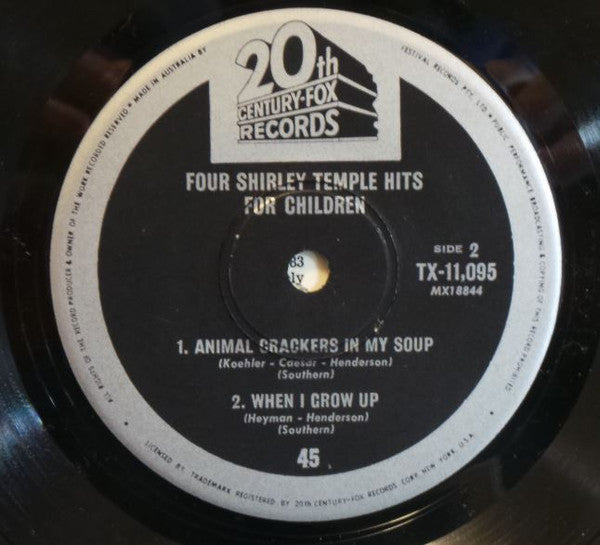 Shirley Temple : Four Shirley Temple Hits For Children (7", EP, Mono)