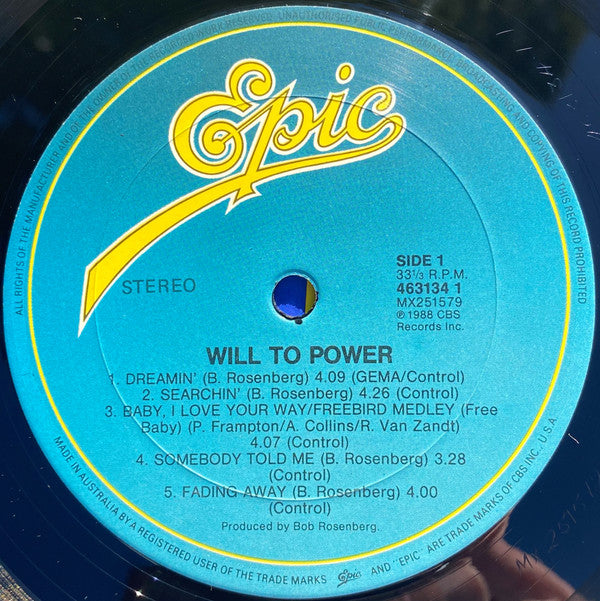 Will To Power : Will To Power (LP, Album)