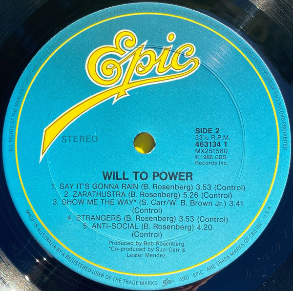 Will To Power : Will To Power (LP, Album)