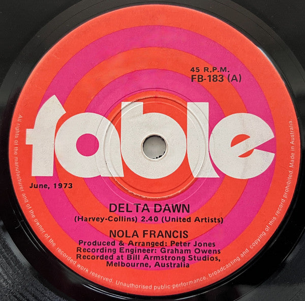 Nola Francis : Delta Dawn (7")