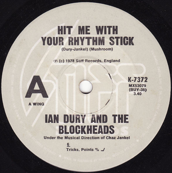 Ian Dury And The Blockheads : Hit Me With Your Rhythm Stick (7&quot;, Single)