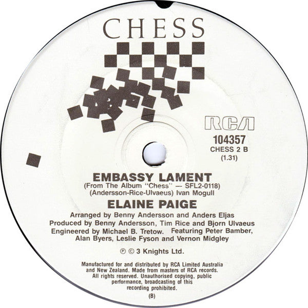 Elaine Paige : Nobody's Side (7")