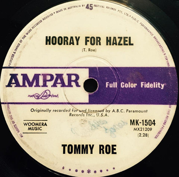 Tommy Roe : Hooray For Hazel / Need Your Love (7&quot;, Single)