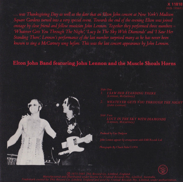 Elton John Band Featuring John Lennon And Muscle Shoals Horns : 28th November 1974... (7", EP)