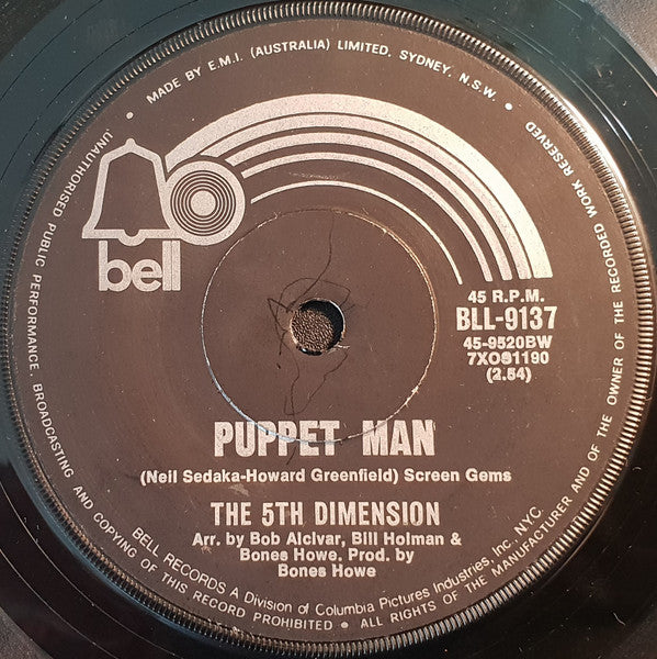 The Fifth Dimension : Puppet Man / A Love Like Ours (7", Single)