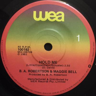 B. A. Robertson &amp; Maggie Bell : Hold Me (7&quot;, Single)