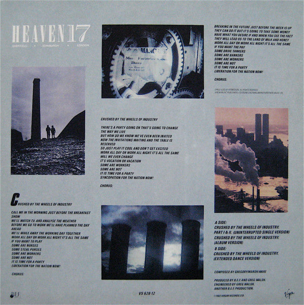 Heaven 17 : Crushed By The Wheels Of Industry (Part I & II) (12", Single)