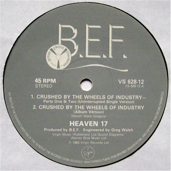 Heaven 17 : Crushed By The Wheels Of Industry (Part I & II) (12", Single)