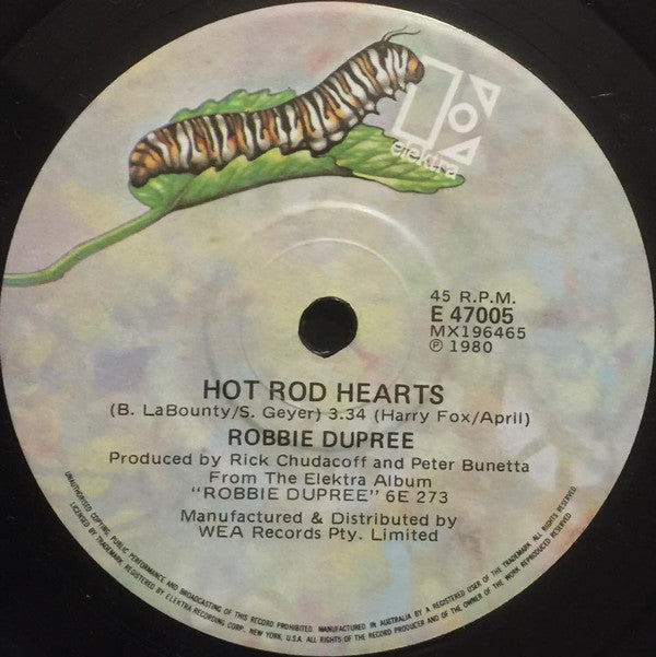 Robbie Dupree : Hot Rod Hearts (7", Single)