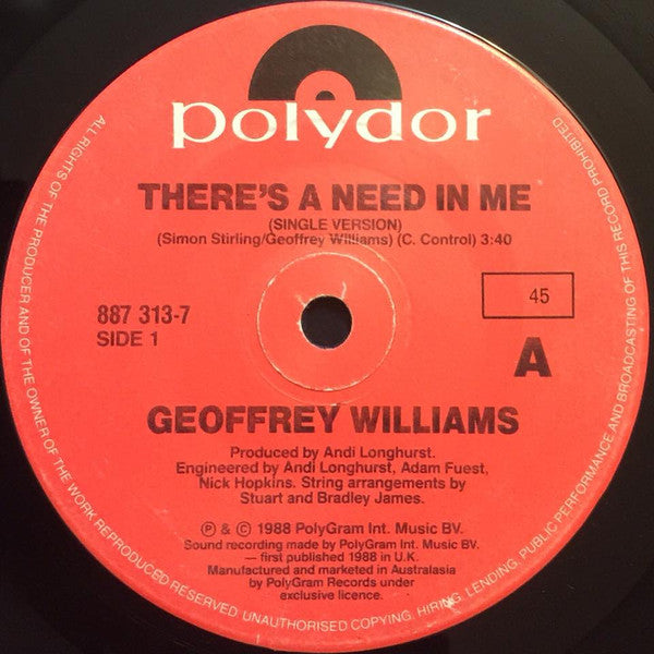 Geoffrey Williams : There&#39;s A Need In Me (7&quot;, Single)