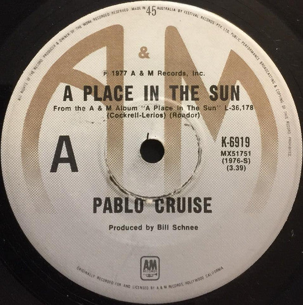 Pablo Cruise : A Place In The Sun (7", Single)
