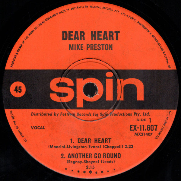Mike Preston : Dear Heart (7", EP)