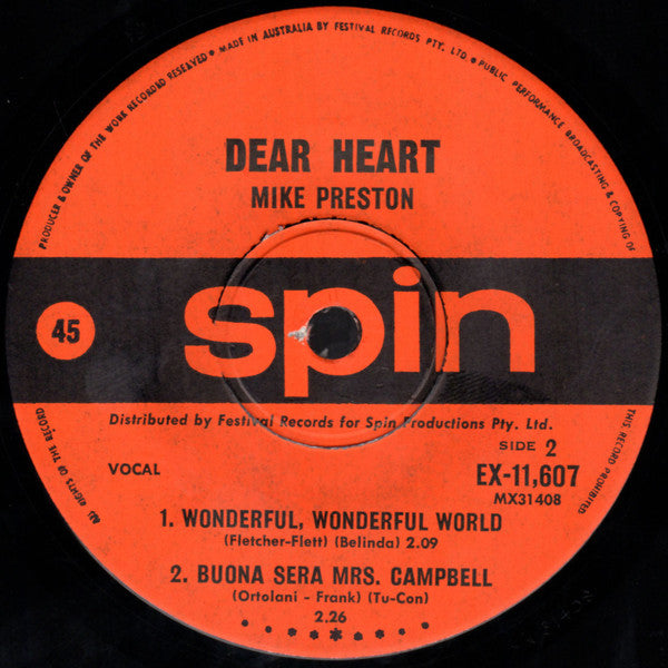 Mike Preston : Dear Heart (7", EP)