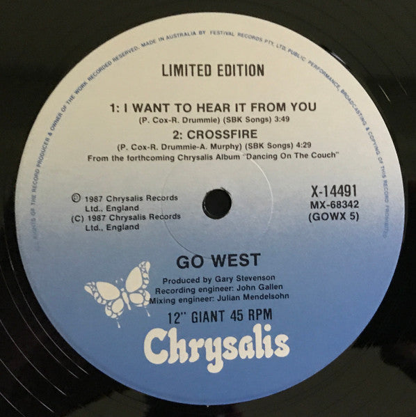 Go West : I Want To Hear It From You - A Day In Aarhus (12", Single, Ltd)