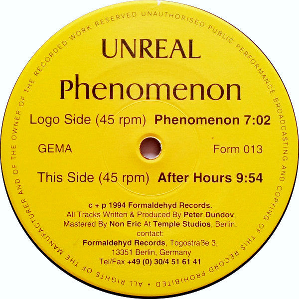 Unreal : Phenomenon (12&quot;)