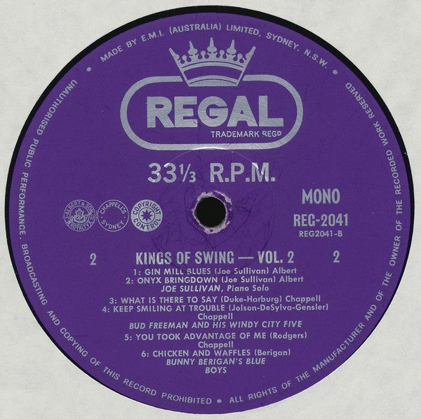 Gene Krupa, Bunny Berigan, Bud Freeman, Jack Teagarden, Benny Goodman, Joe Sullivan, Jess Stacy : Kings of Swing Volume Two (LP, Comp, Mono)