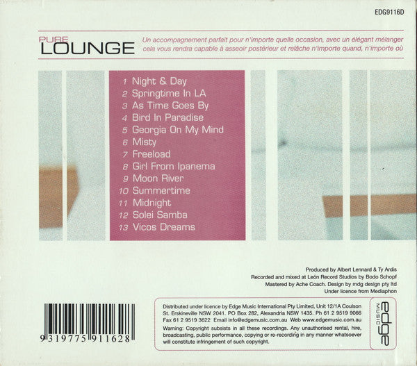 Albert Lennard & Ty Ardis : Pure Lounge (CD, Album)