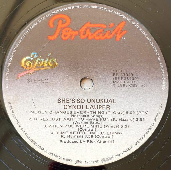 Cyndi Lauper : She's So Unusual (LP, Album)