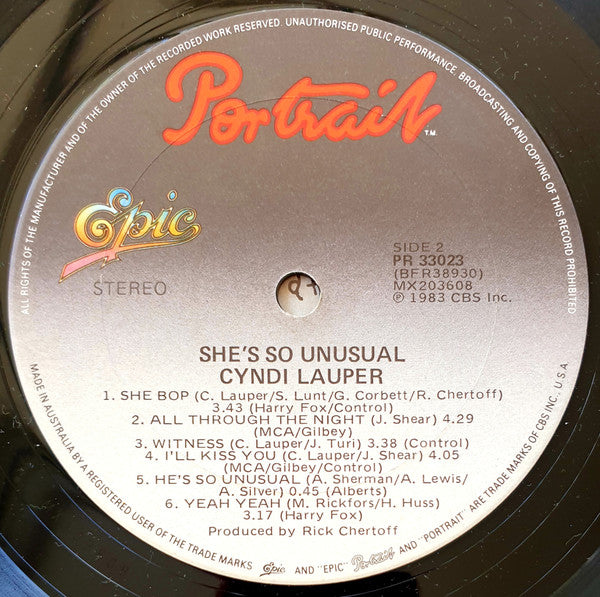 Cyndi Lauper : She's So Unusual (LP, Album)