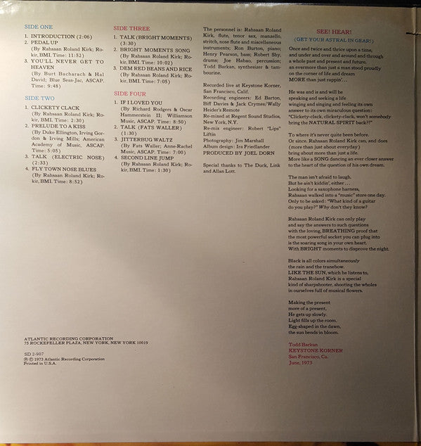 Rahsaan Roland Kirk* : Bright Moments (2xLP, Album, MO)