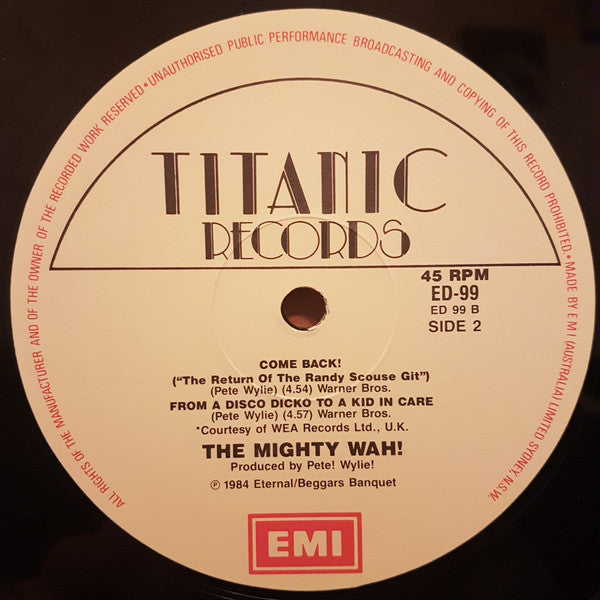 Wah! : Come Back (12", Single)